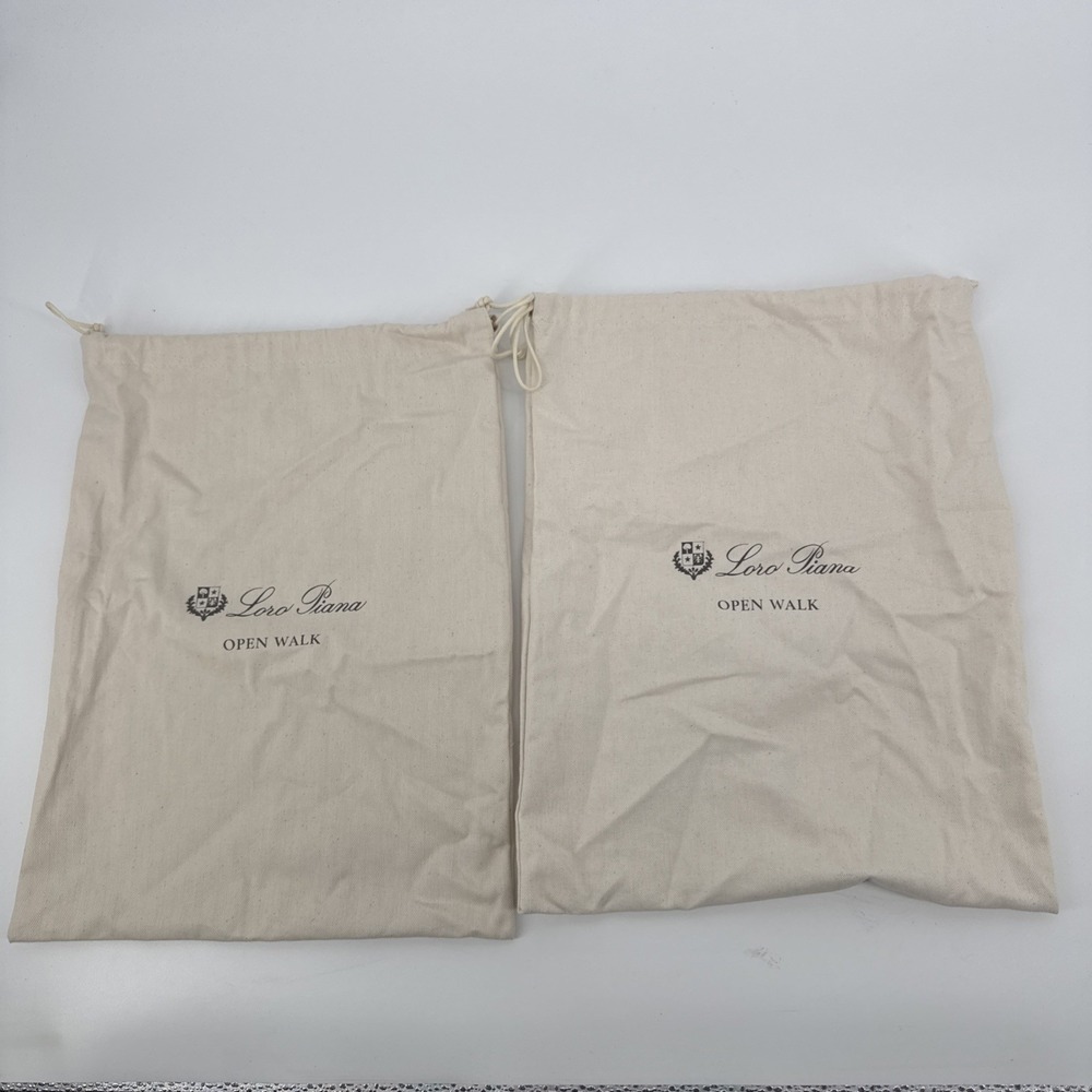 Loro Piana Open Walk Italy Shoe Dust Bag 2 Cotton 15" x 12" Beige Drawstring